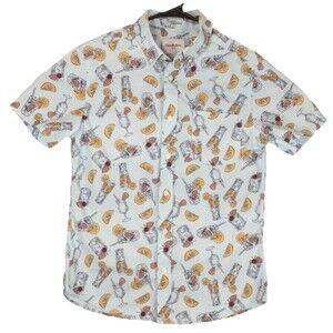 Goodfellow & Co Men's Slim Fit Tropical Drinks & Fruits Shirt, Blue, Size XL